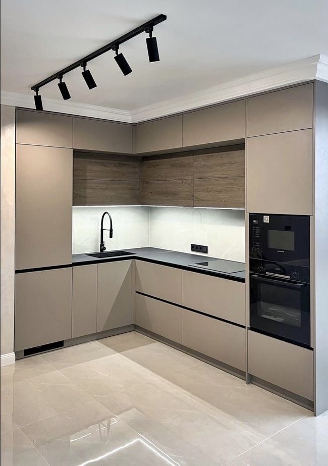 Cuisine Moderne en Forme de L – Finition Mate & Design Minimaliste