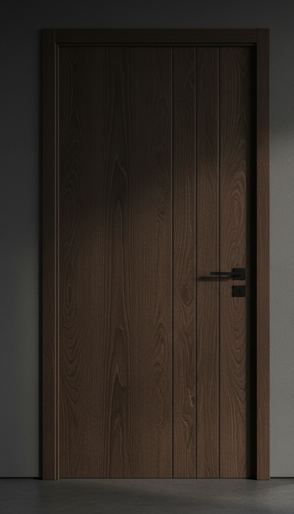 Porte Panneautée Verticale Noyer